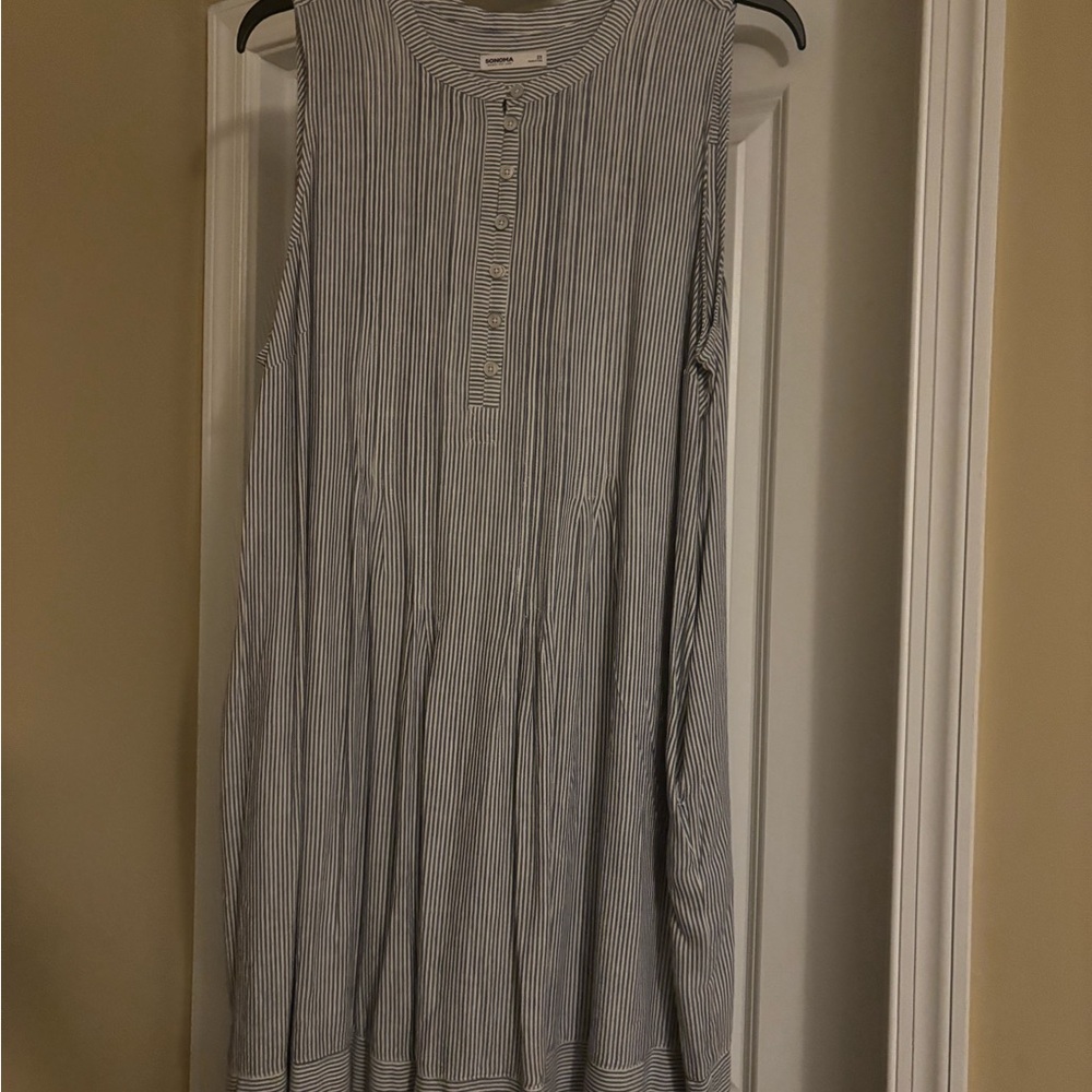 Sonoma Blue and White Striped Button-Down Top